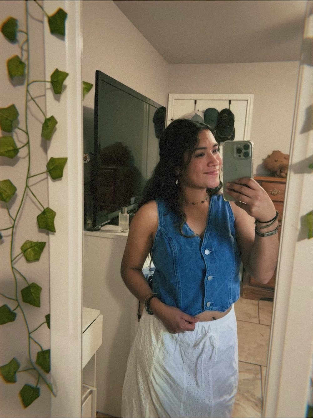Denim button up cropped blouse